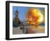 Battleship USS Wisconsin Fires a Round from One of the Mark 7 16-inch/50-caliber Guns-Stocktrek Images-Framed Photographic Print