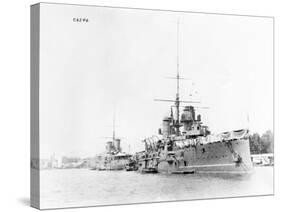 Battleships in Harbor-null-Stretched Canvas