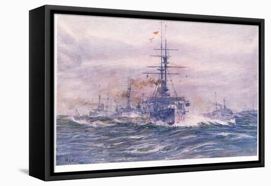 Battleships of the White Era at Sea, 1915-William Lionel Wyllie-Framed Stretched Canvas