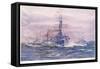 Battleships of the White Era at Sea, 1915-William Lionel Wyllie-Framed Stretched Canvas