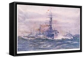 Battleships of the White Era at Sea, 1915-William Lionel Wyllie-Framed Stretched Canvas