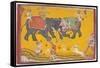 Battling Elephants-null-Framed Stretched Canvas