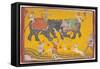 Battling Elephants-null-Framed Stretched Canvas