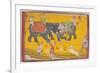 Battling Elephants-null-Framed Premium Giclee Print