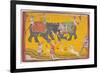 Battling Elephants-null-Framed Premium Giclee Print