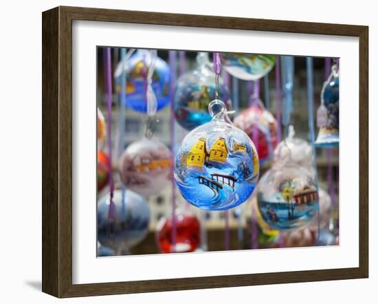 Baubles for Sale in Colmar Christmas Market.-Jon Hicks-Framed Photographic Print