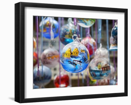 Baubles for Sale in Colmar Christmas Market.-Jon Hicks-Framed Photographic Print