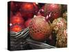 Baubles for Sale in the Viennese Christmas Market, Vienna, Austria.-Jon Hicks-Stretched Canvas