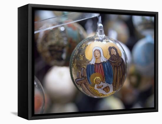 Baubles for Sale in the Viennese Christmas Market, Vienna, Austria.-Jon Hicks-Framed Stretched Canvas