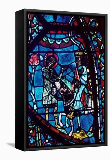 Baudoin tells Charlemagne of the death of Roland, stained glass, Chartres Cathedral, 1194-1260-Unknown-Framed Stretched Canvas