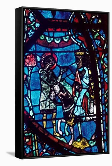 Baudoin tells Charlemagne of the death of Roland, stained glass, Chartres Cathedral, 1194-1260-Unknown-Framed Stretched Canvas