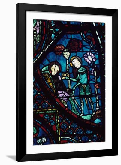 Baudoin Tends the Dying Roland, Stained Glass, Chartres Cathedral, France, 1194-1260-null-Framed Photographic Print