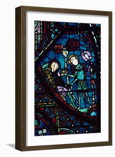 Baudoin Tends the Dying Roland, Stained Glass, Chartres Cathedral, France, 1194-1260-null-Framed Photographic Print