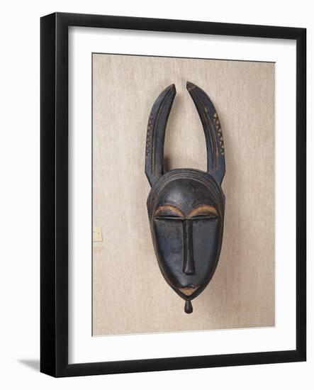 Baule Horned Mask, Ivory Coast, 19th-20th Century (Wood & Horn)-null-Framed Giclee Print