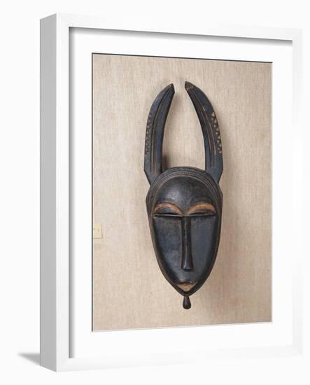 Baule Horned Mask, Ivory Coast, 19th-20th Century (Wood & Horn)-null-Framed Giclee Print