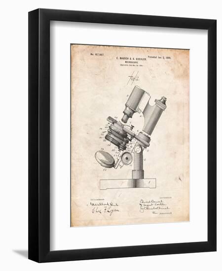 Bausch and Lomb Microscope Patent-Cole Borders-Framed Art Print