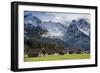 Bavarian Alps, Germany with Huts and Snow on Mountains-Sheila Haddad-Framed Photographic Print