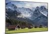 Bavarian Alps, Germany with Huts and Snow on Mountains-Sheila Haddad-Mounted Photographic Print