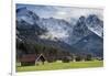 Bavarian Alps, Germany with Huts and Snow on Mountains-Sheila Haddad-Framed Photographic Print