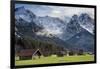 Bavarian Alps, Germany with Huts and Snow on Mountains-Sheila Haddad-Framed Photographic Print