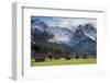 Bavarian Alps, Germany with Huts and Snow on Mountains-Sheila Haddad-Framed Photographic Print