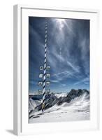 Bavarian Alps, Zugspitze, Germany and Maypole in Winter Vertical-Sheila Haddad-Framed Photographic Print