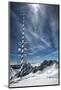 Bavarian Alps, Zugspitze, Germany and Maypole in Winter Vertical-Sheila Haddad-Mounted Photographic Print