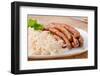 Bavarian Fried Sausages on Sauerkraut-Timolina-Framed Photographic Print