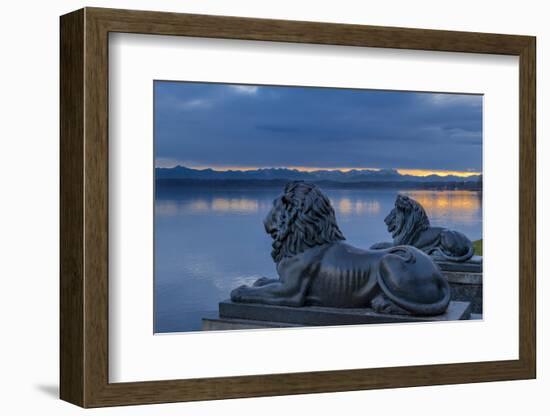 Bavarian Lions in Front of the Midgardhaus, Germany-P. Widmann-Framed Photographic Print