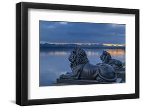 Bavarian Lions in Front of the Midgardhaus, Germany-P. Widmann-Framed Photographic Print