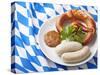 Bavarian White Sausages with Sweet Mustard and Bretzels-egal-Stretched Canvas