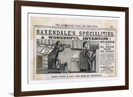Baxendales Specialitites: Blacks Patent Bell Signalling Speaking Tube Apparatus-null-Framed Art Print