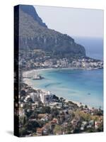 Bay and Pier, Mondello, Palermo, Sicily, Italy, Mediterranean, Europe-Martin Child-Stretched Canvas