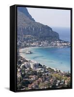 Bay and Pier, Mondello, Palermo, Sicily, Italy, Mediterranean, Europe-Martin Child-Framed Stretched Canvas