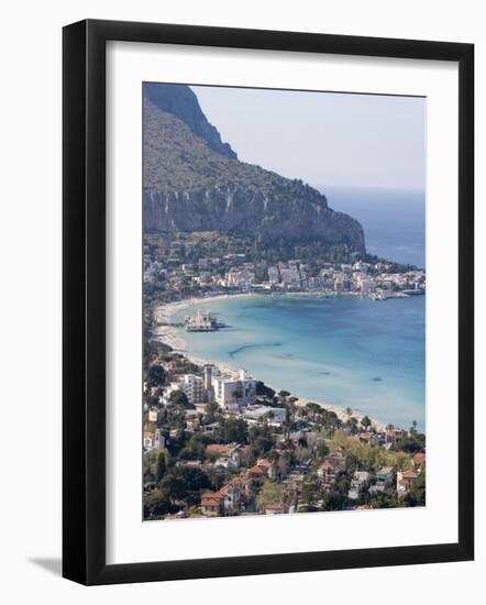 Bay and Pier, Mondello, Palermo, Sicily, Italy, Mediterranean, Europe-Martin Child-Framed Photographic Print