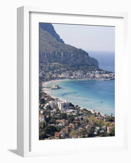 Bay and Pier, Mondello, Palermo, Sicily, Italy, Mediterranean, Europe-Martin Child-Framed Photographic Print