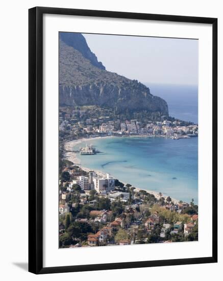 Bay and Pier, Mondello, Palermo, Sicily, Italy, Mediterranean, Europe-Martin Child-Framed Photographic Print