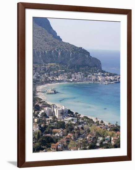 Bay and Pier, Mondello, Palermo, Sicily, Italy, Mediterranean, Europe-Martin Child-Framed Photographic Print