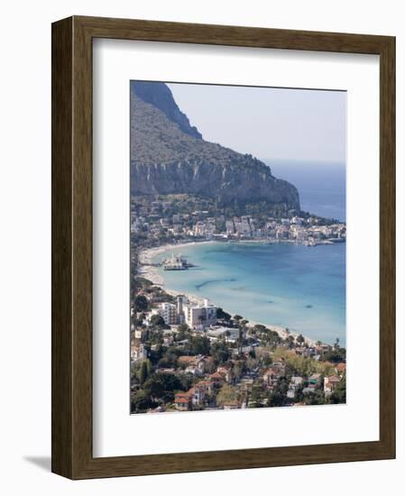 Bay and Pier, Mondello, Palermo, Sicily, Italy, Mediterranean, Europe-Martin Child-Framed Photographic Print
