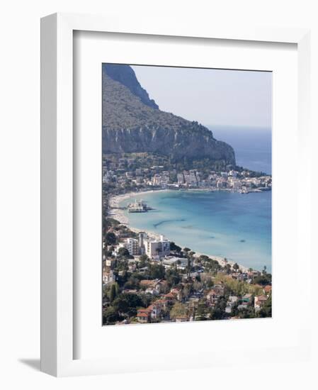 Bay and Pier, Mondello, Palermo, Sicily, Italy, Mediterranean, Europe-Martin Child-Framed Photographic Print