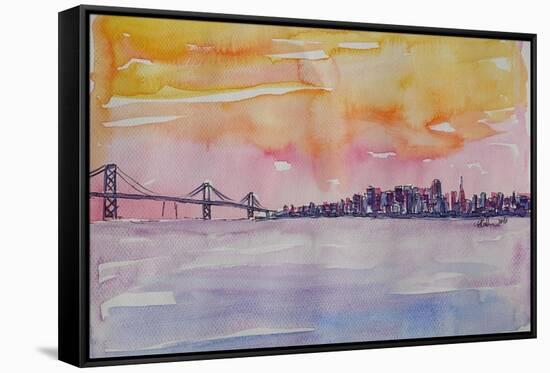 Bay Area San Francisco with Oakland Bay Bridge-Markus Bleichner-Framed Stretched Canvas