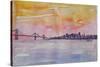 Bay Area San Francisco with Oakland Bay Bridge-Markus Bleichner-Stretched Canvas