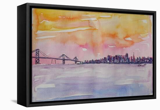 Bay Area San Francisco with Oakland Bay Bridge-Markus Bleichner-Framed Stretched Canvas