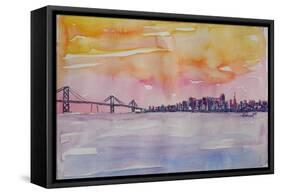 Bay Area San Francisco with Oakland Bay Bridge-Markus Bleichner-Framed Stretched Canvas