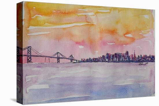 Bay Area San Francisco with Oakland Bay Bridge-Markus Bleichner-Stretched Canvas