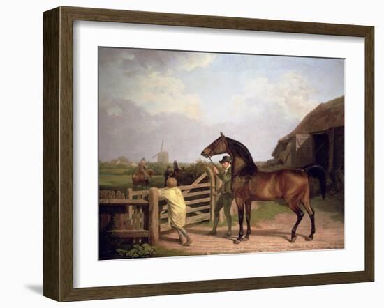 Bay Ascham', a Stallion Led Through a Gate to a Mare, 1804-Jacques-Laurent Agasse-Framed Giclee Print