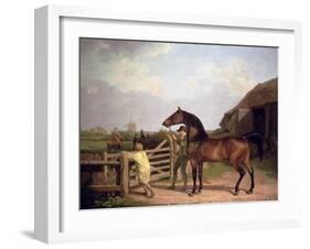 Bay Ascham', a Stallion Led Through a Gate to a Mare, 1804-Jacques-Laurent Agasse-Framed Giclee Print