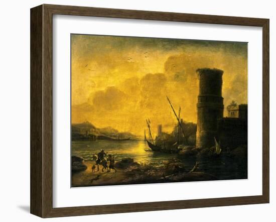 Bay at Sunset, 1549-Salvator Rosa-Framed Art Print