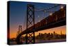 Bay Bridge and Crescent Moon Cityscape, California-Vincent James-Stretched Canvas