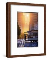 Bay Bridge and Sun Alligment, California Street, San Francisco-Vincent James-Framed Photographic Print